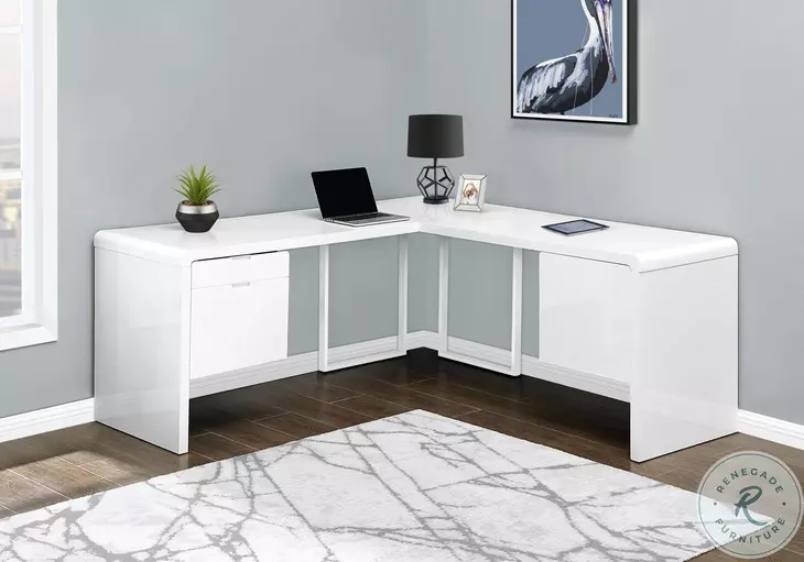 7582 White L Shaped Computer Desk