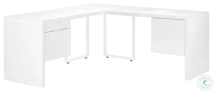 7582 White L Shaped Computer Desk