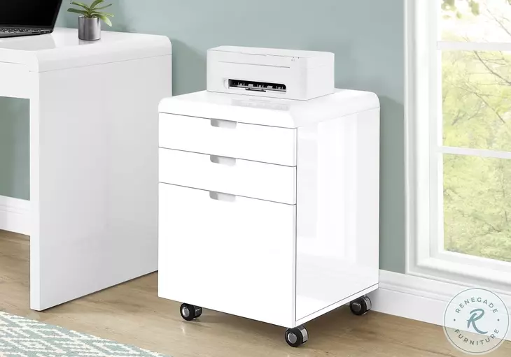 7583 White 3 Drawer Filing Cabinet