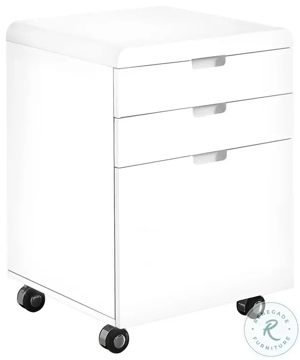 7583 White 3 Drawer Filing Cabinet