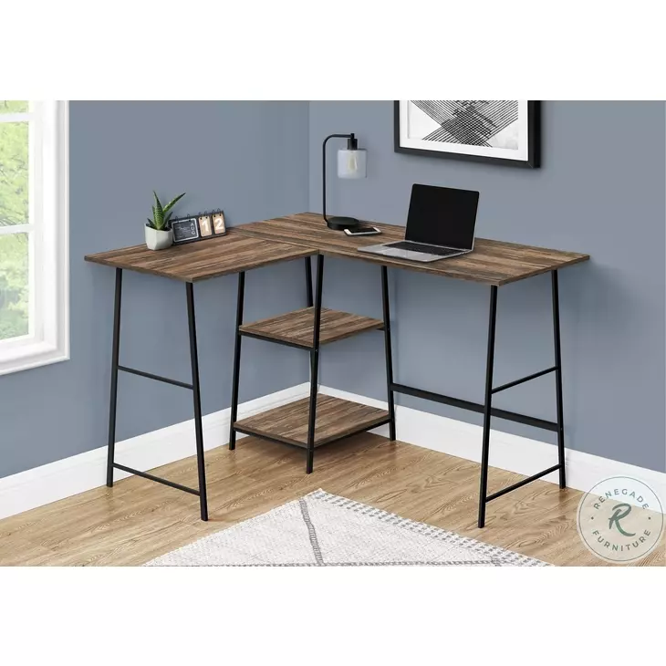7593 Brown Reclaimed and Black 48" Computer Desk