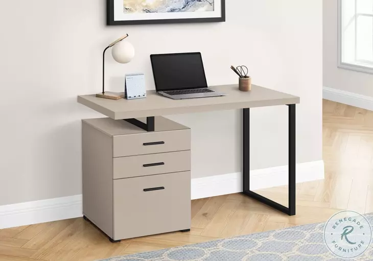 7644 Taupe And Black 48" Computer Desk
