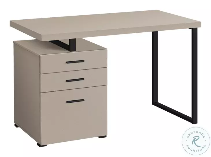 7644 Taupe And Black 48" Computer Desk