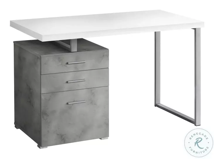 7648 White And Silver 48" Computer Desk