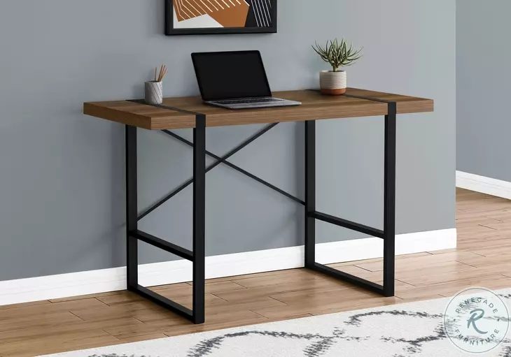 7655 Walnut And Black 48" Computer Desk