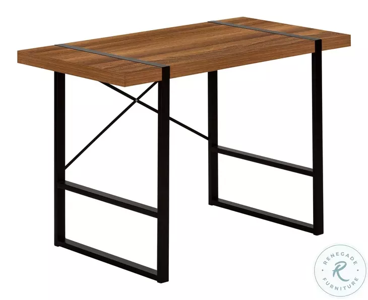 7655 Walnut And Black 48" Computer Desk