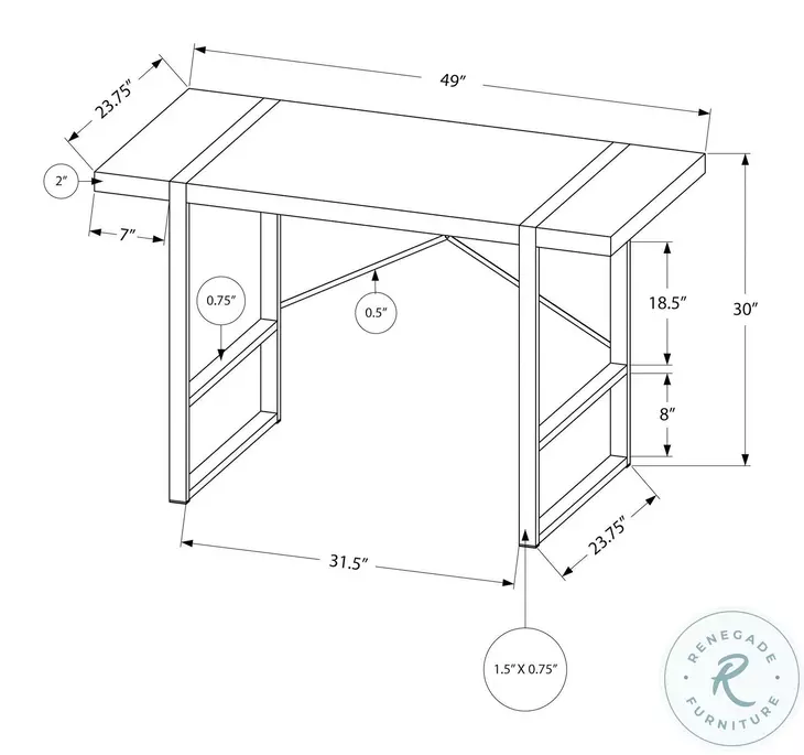 7659 Taupe And Black 48" Computer Desk