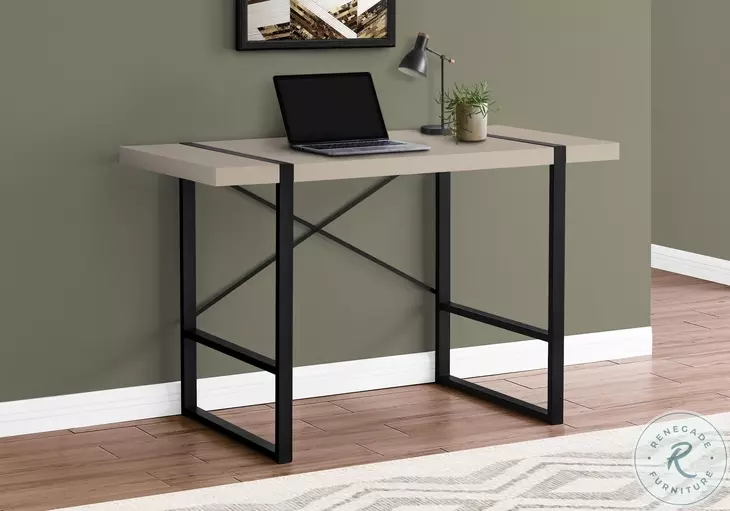 7659 Taupe And Black 48" Computer Desk