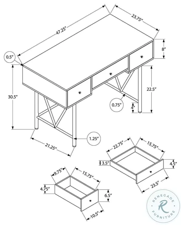 7672 Brown Computer Desk