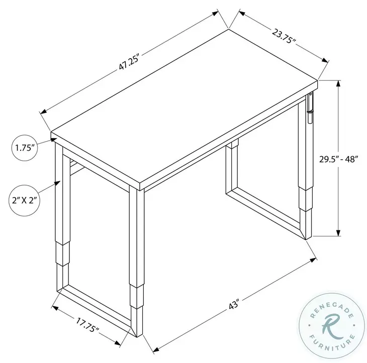 7675 Walnut And Black Adjustable Height Computer Desk