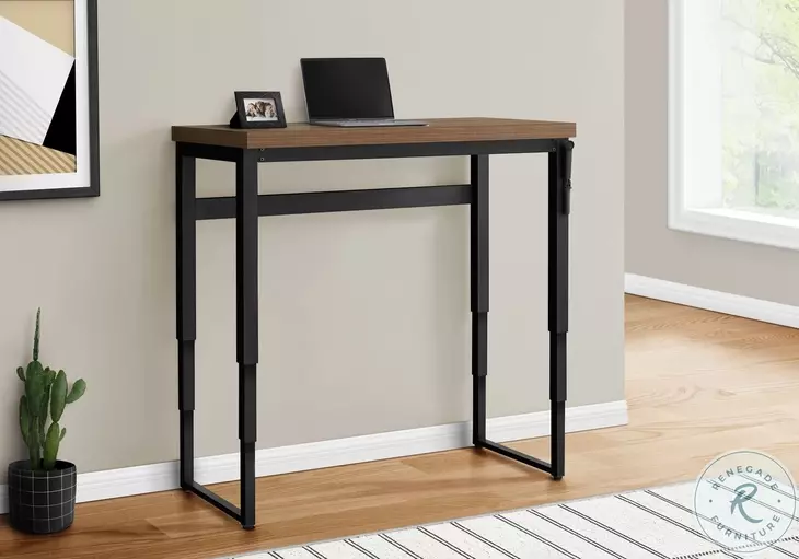 7675 Walnut And Black Adjustable Height Computer Desk