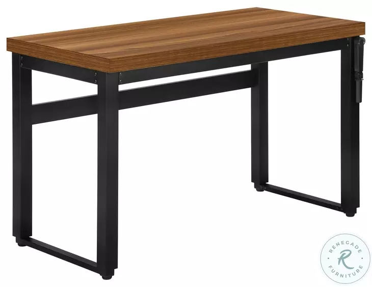 7675 Walnut And Black Adjustable Height Computer Desk