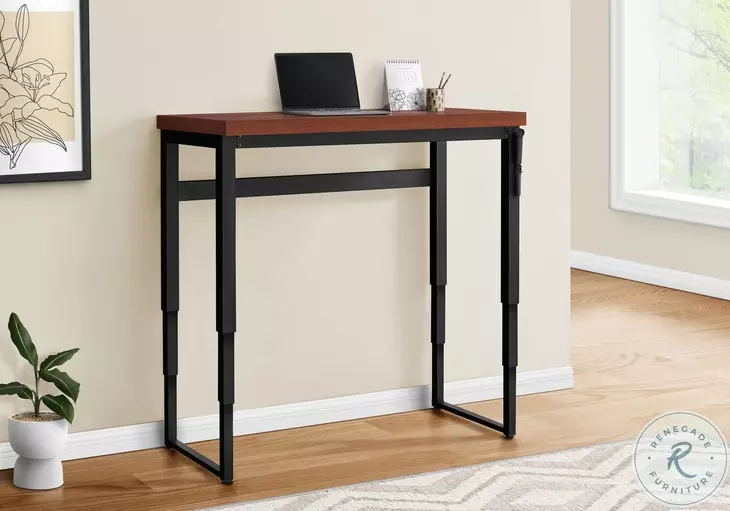 7676 Cherry And Black Adjustable Height Computer Desk