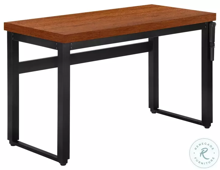 7676 Cherry And Black Adjustable Height Computer Desk