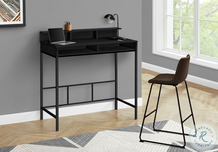 7700 Black Home Office Set With Hutch from Monarch | Home Gallery Stores