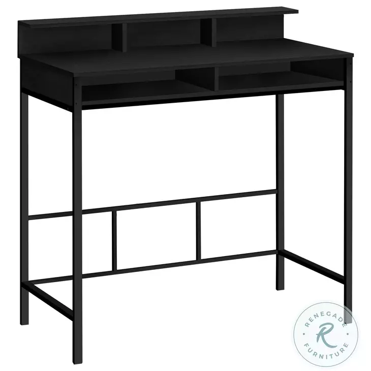 7700 Black Computer Desk With Hutch