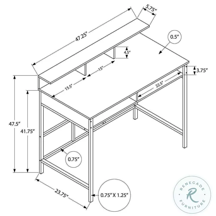 7701 White Computer Desk With Hutch