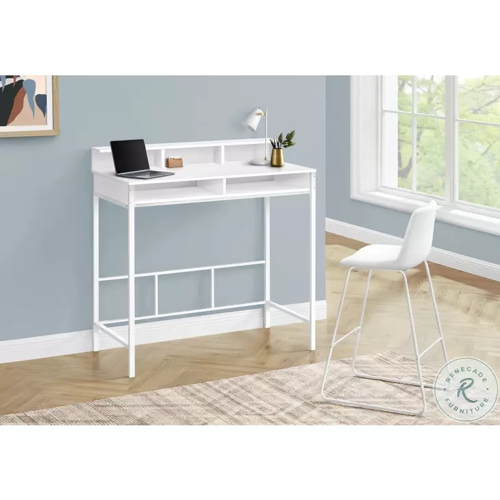 7701 White Computer Desk With Hutch