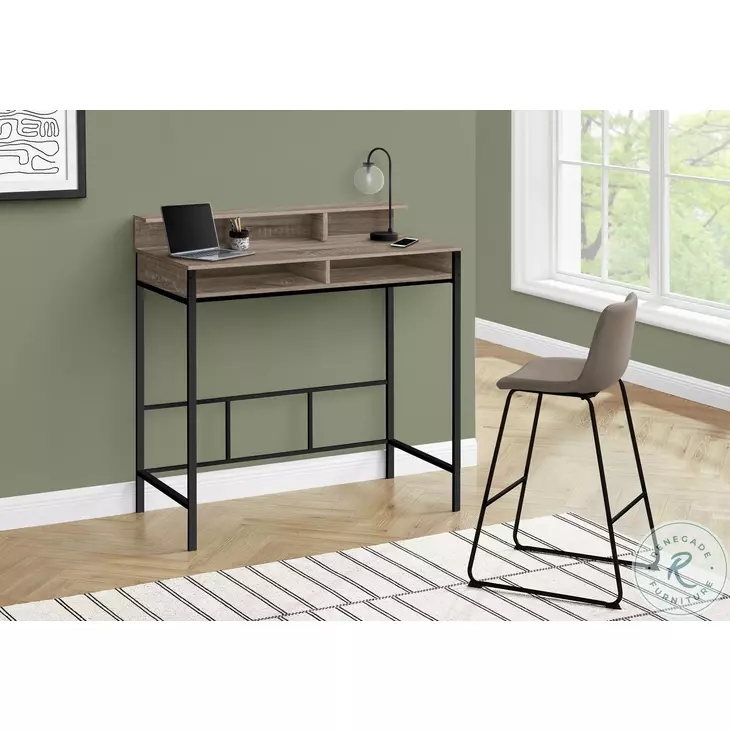 7702 Dark Taupe Computer Desk With Hutch