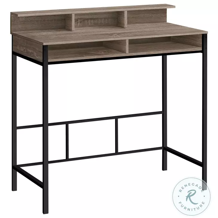 7702 Dark Taupe Computer Desk With Hutch