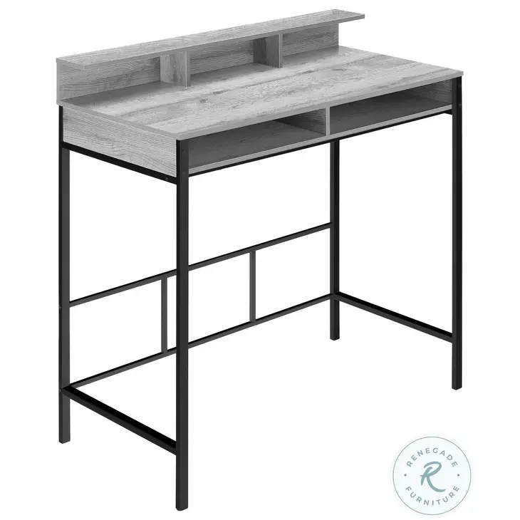 7703 Grey Computer Desk With Hutch
