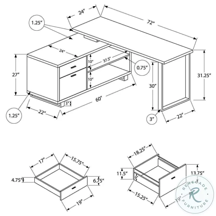 7710 Espresso and Black 72" Computer Desk