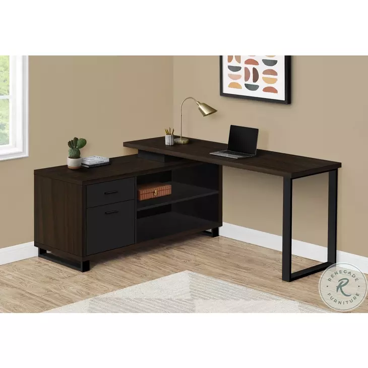 7710 Espresso and Black 72" Computer Desk