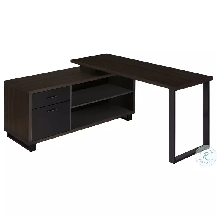 7710 Espresso and Black 72" Computer Desk