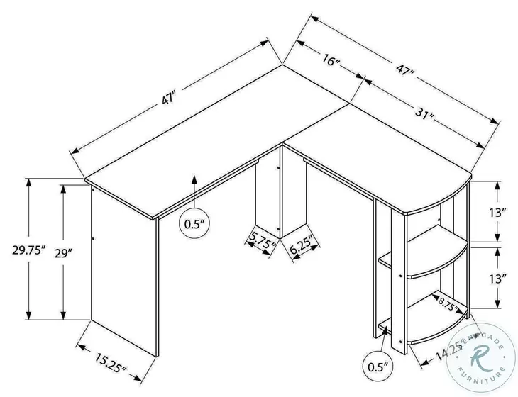 7720 Industrial Grey L Shaped Computer Desk