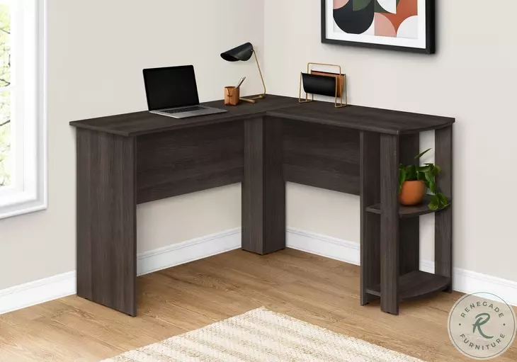 7722 Brown Oak L Shaped Computer Desk