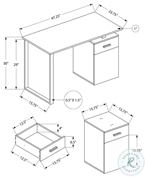 7764 Dark Taupe Computer Desk