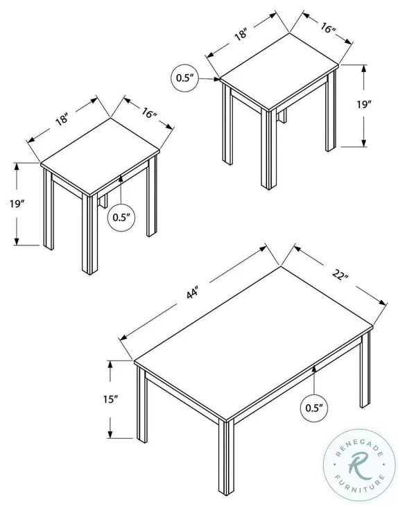 7863P Brown Oak 3 Piece Occasional Table Set