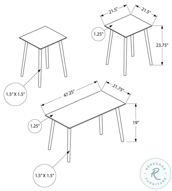 7899P Walnut Occasional Table Set of 3