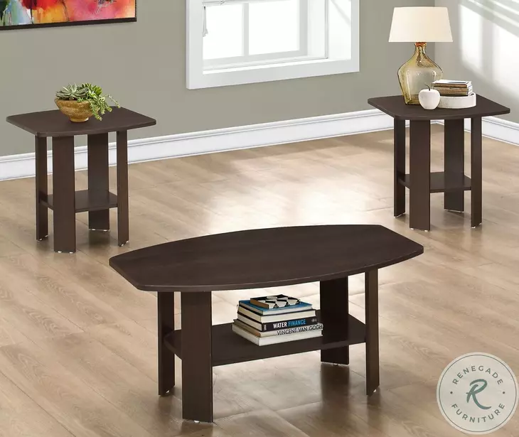 Cappuccino 3 Piece Occasional Table Set