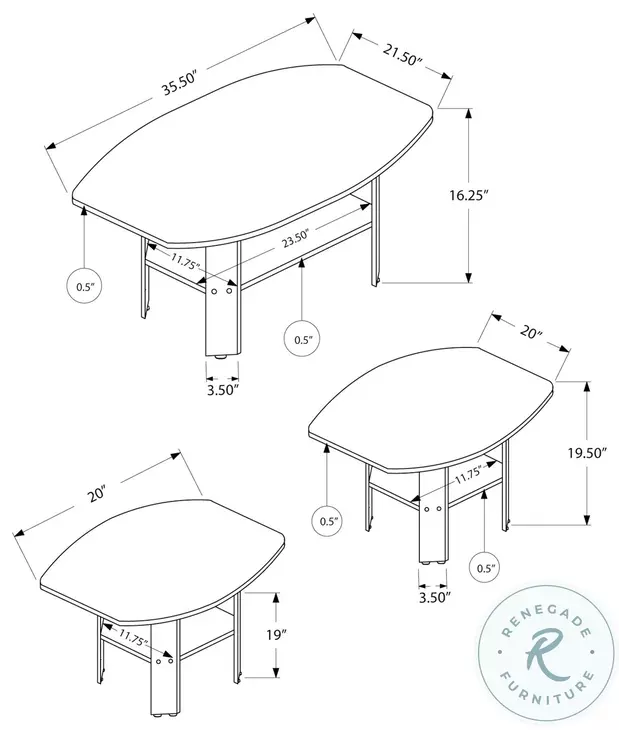 Cappuccino 3 Piece Occasional Table Set