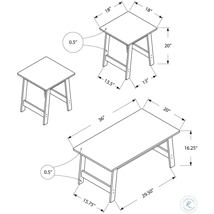 7930P Cappuccino 3 Piece Occasional Table Set
