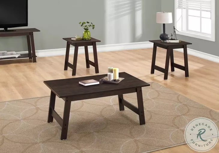 7930P Cappuccino 3 Piece Occasional Table Set