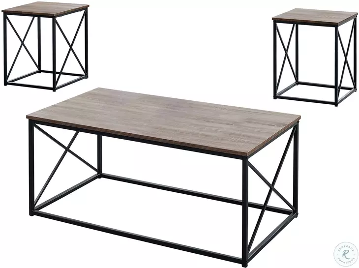 Dark Taupe and Black 3 Piece Occasional Table Set