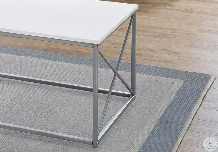 White and Silver 3 Piece Occasional Table Set