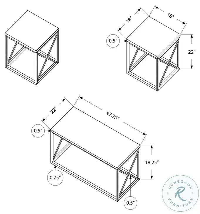 7953P White Occasional Table Set