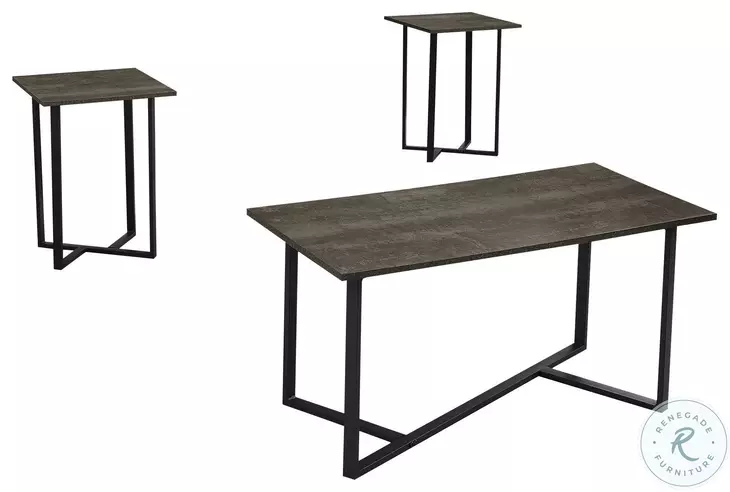 7975P Dark Bronze and Black Occasional Table Set of 3