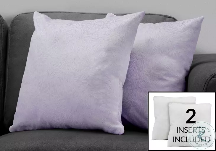 9325 Light Purple Feathered Velvet 18" Pillow Set Of 2