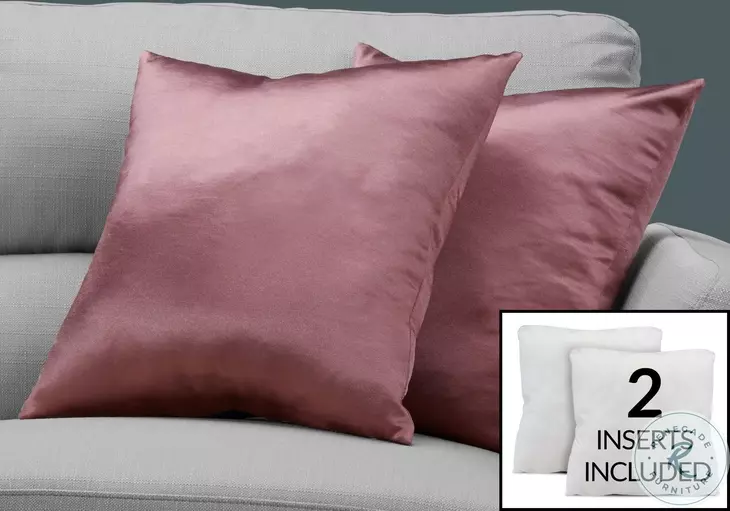9339 Pink Satin 18" Pillow Set Of 2