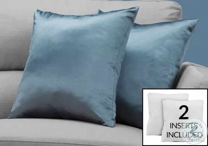 9343 Pale Blue Satin 18" Pillow Set Of 2