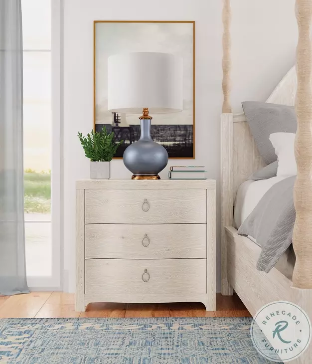 Avalon Whitewashed Oak Three Drawer Nightstand