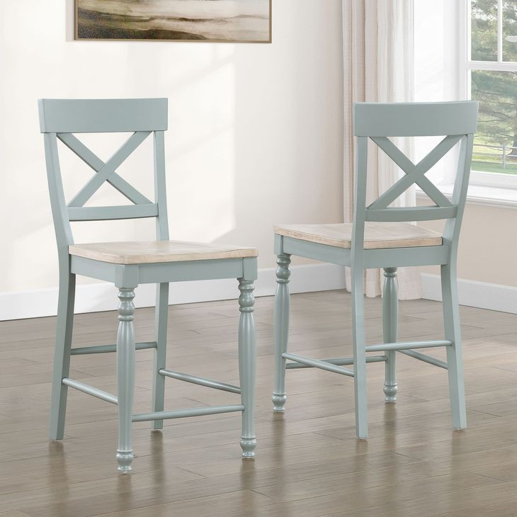 Darcy Green and Brown Counter Height Chair Set of 2