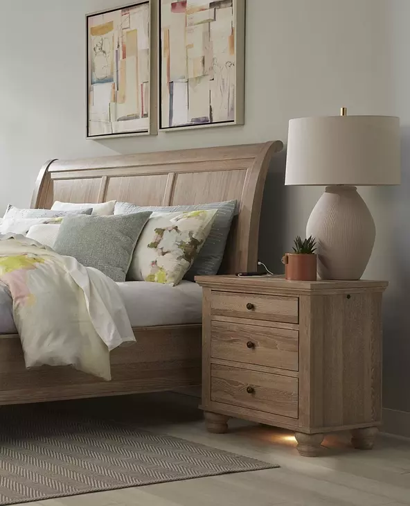 Cambridge Modern Khaki Liv360 3 Drawer Nightstand with LED