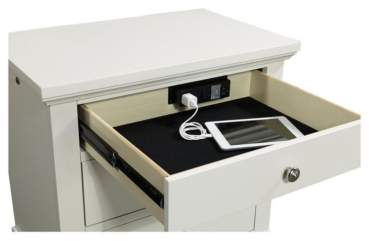 Cambridge White Liv360 3 Drawer Nightstand with LED