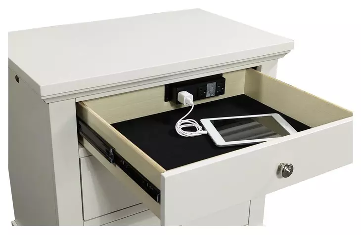 Cambridge White Liv360 3 Drawer Nightstand with LED