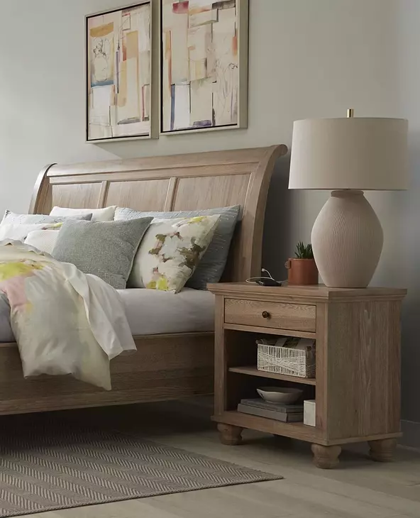 Cambridge Modern Khaki 1 Drawer Bedside Nightstand